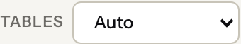 Tables dropdown showing Auto